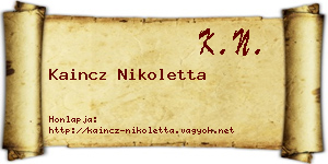 Kaincz Nikoletta névjegykártya